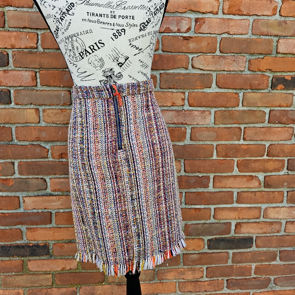 Chelsea & Theodore Tweed Fringe Pencil Skirt – Size 6 - Picture 7 of 15